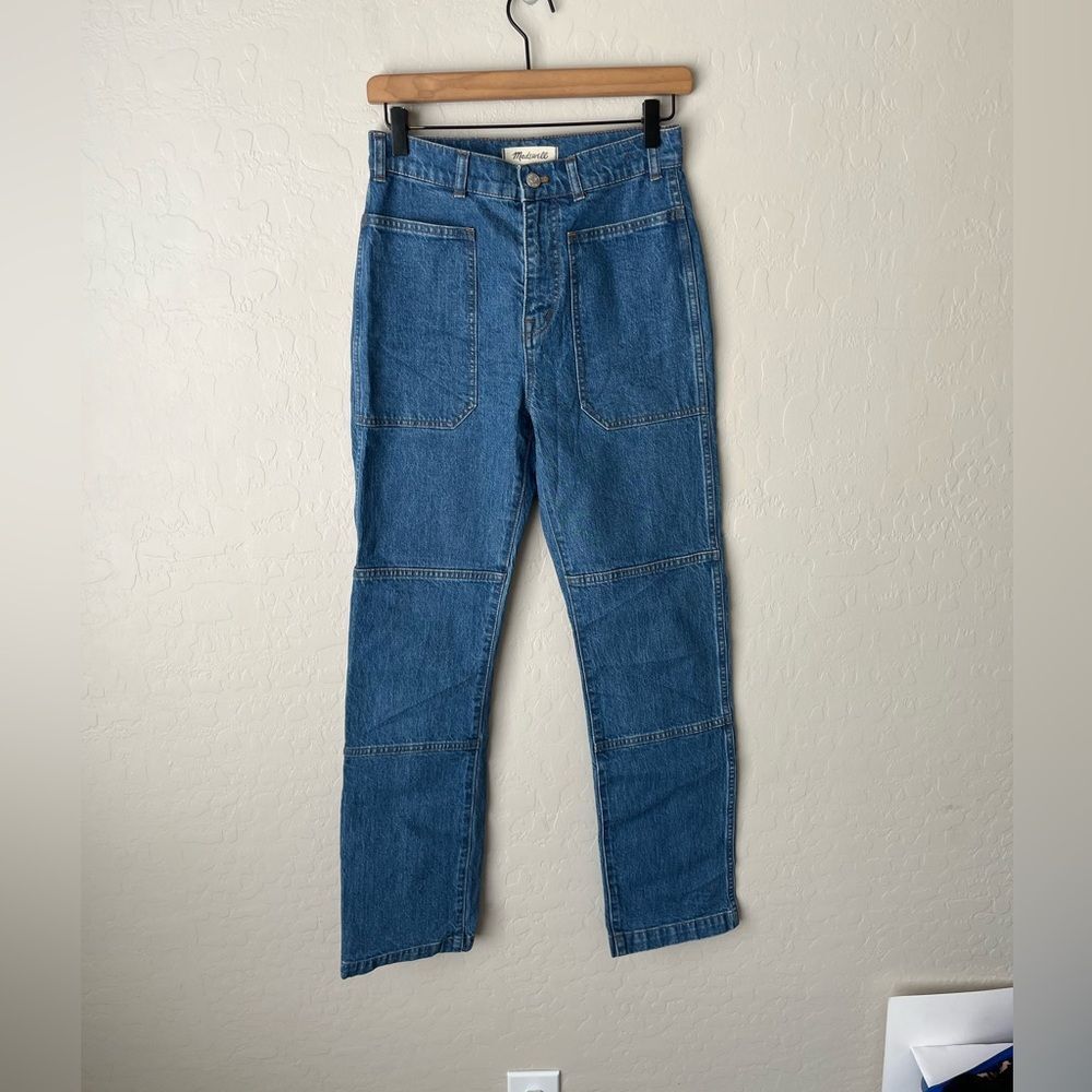 Madewell 90s Straight Cargo Carpenter Panel Denim Jeans Fenwood Wash Size 26 - Picture 4 of 9